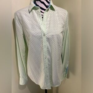 *Women's* Lands' End Light Green Polka Dot Shirt